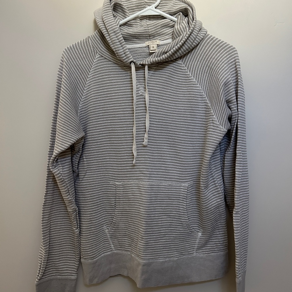 J. Crew Heather Gray Striped Hoodie
